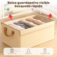 NUEXRY Cajas de Almacenamiento Cajones Organizadores 6pcs Organizador B de Almacenaje con Tapa Pble Organizador de Tela para Arma Ropero Estantería y Oficina ige - Beis - Ver 2