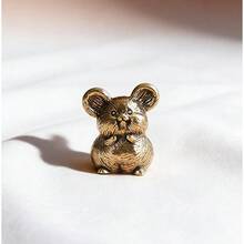 1 Piece Minimalist Cute Little Mouse Desktop Decoration Forged Brass Polished Durable Exquisite Metal Craft Home Office Desk Decor Gift For Animal Lovers Home Decor Enthusiasts - 可愛的小老鼠 - 查看 2