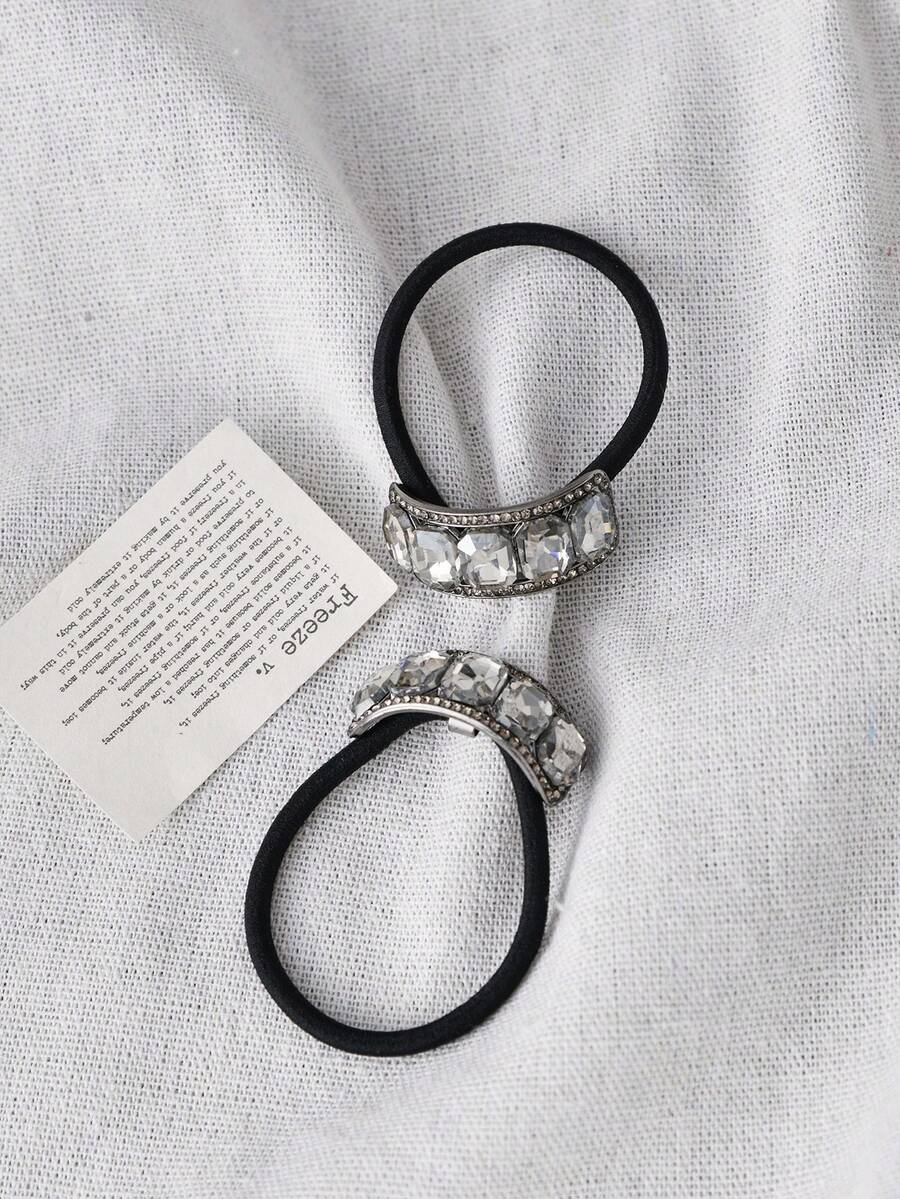 1pc Elegant Crystal Beaded Elastic Hair Tie, Versatile & Gentle On Hair, Women Hair Accessory