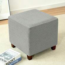 1pc Jacquard Solid Color Elastic Square Stool Cover, Soft & Fashionable Furniture Protector Slipcover, Suitable For Living Room, Bedroom Or Office Decor, Machine Washable, Multi-Functional Chair Cover, Snug Fit - Multicolor - View 16