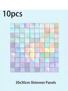 3ft X 6ft Glitter Wall Backdrop Panels, 18 Pcs - Shiny Metallic Foil Background, Suitable For Bridal Shower, Birthday, Advertising, Rainbow Silver Ceremony, Wedding Party, Engagement Decor (Note: The Product May Be Damaged During Transportation, Please Purchase Carefully) - 30*30cm - View 24