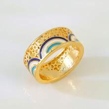 Bague de style luxueux de Dubaï plaquée or 21 carats, élégante bague de mariage islamique saoudienne, bijoux de fête d'Oman pour femmes - Bagues de mode - Voir 53