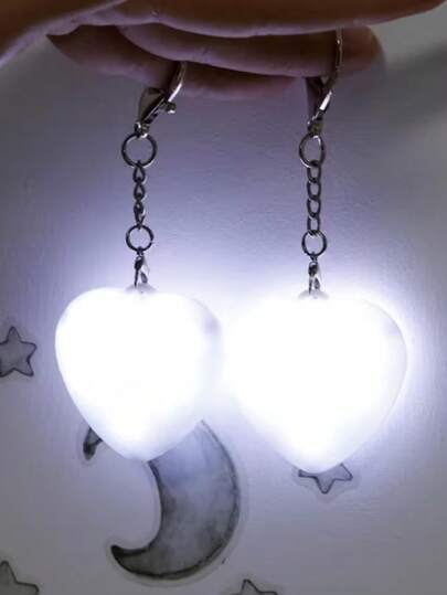 2pcs Heart-Shaped Wallet Light, Touch Sensor LED Mini Night Light, USB Rechargeable Cute Heart-Shaped Lamp, LED Hanging Decor Light, Keychain Accessory, Bag Accessory For Finding Keys Or Other Items, Practical Gift For Valentine's Day/Newlyweds/Birthday