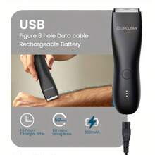 Recortadora inalámbrica para el vello íntimo y corporal de hombres Clipclean - Negro - Ver 7