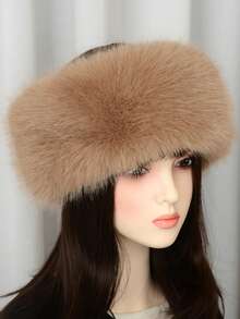 1 Piece - Women's Fall-Winter Plush No-Crease Top Hat Accessory, With Ringed Plush Thick Imitation Fox Fur Hat, With Warm Faux Hair Hat - Multicolor - View 6