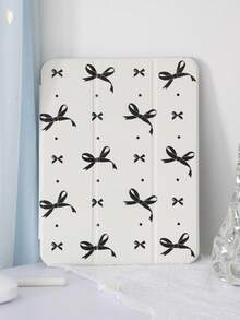 1pc Polka Dot Butterfly Pattern Painted Tablet Case, Suitable For IPad Mini4/Mini5/Mini6/Mini7/Air/Air2/9.7/10.2/10.5/Air4/Air5/10.9/Pro 11-Inch/10th Gen/IPad Air 11-In.(M2)-2024/IPad Pro11-In.(M4)-2024/Air 11-Inch (M3) 2025/IPad (A16) 11 Inch 11th Generation 2025, Galaxy Tab A8 10.5 Inch 2022, Built-In Pencil Slot, Pen Not Included - Black - View 3