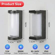 户外壁灯，LED花园灯，装饰性LED塑料室内防水家居照明灯具，适用于85V-265V电压，适用于室内/楼梯/房间/入口/客厅/浴室/厨房/卧室/走廊/门廊/独栋住宅、花园、门廊、阳台、楼梯、停车场和通道照明、前门、露台等场所。 - 戶外門廊壁燈 - 查看 3