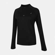 Asics Women's Lycra Running Long Sleeve T-Shirt, Knitted Collarless Long T-Shirt 2012D519-001 - Black - View 1