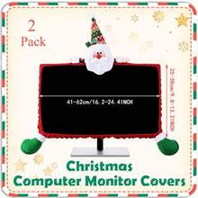 Cubierta de Monitor de Computadora de Navidad Cubierta de Borde de Monitor de Computadora Decoracion de Computadora de Papá Noel Cubierta de Pantalla de Muñeco de Nieve Portátil Elástica-009 - como en la foto - Ver 1