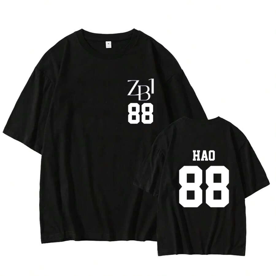 Kpop ZEROBASEONEs ZB1 Hanbin MATTHEW Woohyun JIWOONG HAO Ricky Graphic T-Shirt For ZEROSE - Short Sl - 黑色4 - 查看 1