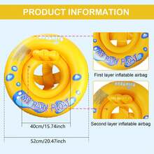 Phao bơi bơm hơi có tựa lưng, phao bơi, ghế bơi bơm hơi, dụng cụ hỗ trợ bơi lội, phao tập bơi, phao bơi nổi. - Màu vàng - Xem 2