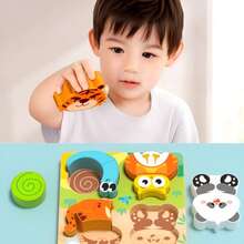 3D Wooden Puzzle Board / Montessori Early Learning Toy - Animal And Vehicle Shapes, Spatial Reasoning And Brain Development Educational Toy, Durable Soft Wood Structure, Creative Play And Cognitive Learning, Hand-Eye Coordination Exercise, Children's Birthday Gift, Christmas Gift - Brown - View 10