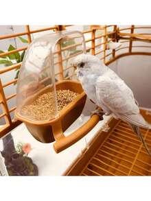 Bird Cage Feeder Parrot Birds Water Hanging Bowl Clear Food Bowl With Stand Parakeet Feeder Box Plastic Container Bird Supplies - one-size - View 1