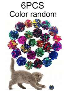 快乐小猫咪，彩色沙沙作响宠物猫玩具球，发声纸球，追逐玩耍训练活动，室内娱乐跳跃解闷玩具，多种颜色让宠物开心，随机发货 - 彩色 - 查看 19