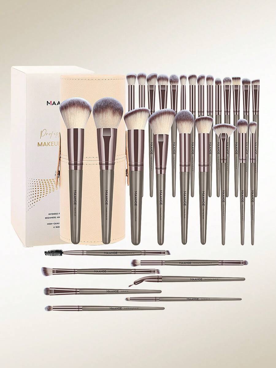 MAANGE Bộ cọ trang điểm 30 món/31 món, bao gồm 30 cọ trang điểm chuyên nghiệp + 1 túi đựng mỹ phẩm bằng nhung, bộ cọ trang điểm du lịch gồm cọ nền, cọ phấn phủ, cọ má hồng, cọ che khuyết điểm, cọ tạo khối, cọ mũi, cọ phấn mắt, cọ kẻ mày, cọ kẻ mắt, cọ mascara, cọ highlight, cọ chi tiết, cọ tán màu, được làm từ sợi mềm mại, nhẹ nhàng cho da, thích hợp sử dụng tại nhà hoặc khi đi du lịch, bộ cọ trang điểm dành cho nữ và bé gái, quà tặng, cọ trang điểm chuyên nghiệp, bộ trang điểm hoàn chỉnh.