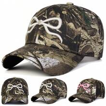 1Piece Men Bow Embroidered Camouflage Baseball Cap Outdoor Adjustable Sunscreen Leisure Hat Spring Autumn Travel Tourism Beach Vacation - Nhiều màu - Xem 1