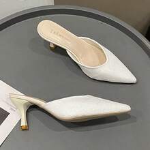 2-3cm Zapatillas de tacón alto con punta afilada, aptas para uso al aire libre, nueva colección de primavera - Blanco - Ver 5