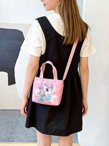 1pc Girl's Print Handbag, Magnetic Closure, Cute Casual Shoulder Bag, Suitable For Festival And Daily Use - A - View 5