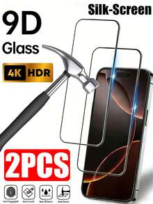 2 片装高清钢化手机保护膜，黑色边框丝网印刷，透明，兼容 17/16/15/14/13/12/11 型号，触感丝滑，防摔、防撞、防刮擦 [手机配件] - 無色 - 查看 9