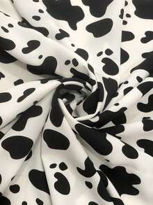 1pc Cow Print Fabric, 4-Way Stretch Chiffon Cloth, Pre-Cut Fabric For Clothing, Bags, Tablecloths - Cow White - View 5
