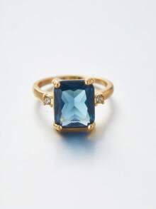 1枚优雅蓝色锆石镶嵌戒指，适合派对和婚礼，简约风格，铜合金材质，四季皆宜。 - 戒指 - 查看 9