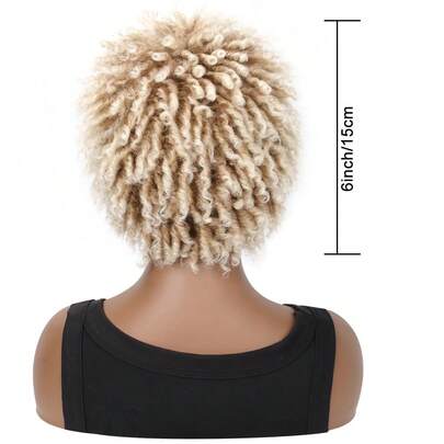 女士渐变金发短款脏辫假发，非洲扭辫假发，适合日常佩戴、派对和角色扮演