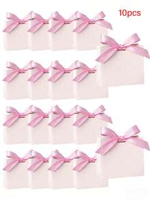10个迷你纸质礼品袋，带蝴蝶结，可折叠包装袋，适用于婚礼、生日派对、礼品包装、购物袋、派对回礼，饰有丝带蝴蝶结，是派对回礼、生日装饰、礼品包装、节日礼物、小物件收纳的理想选择，也适用于婚礼派对装饰、新娘送礼会回礼、婚礼宾客礼物、情人节礼物、母亲节礼物、节日礼物等。 - 彩色 - 查看 15
