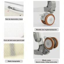 Cuna Ajustable En Altura Con Mosquitero Y Colchón - Gris - Ver 10