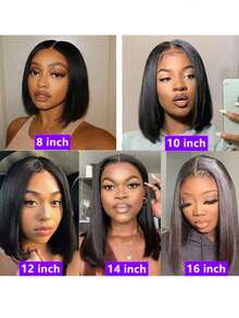 ZHENDEFA 13x4蕾丝前置短直波波头假发，带发际线，180%密度，真人发假发，女士款，自然黑/99J酒红色 - 彩色 - 查看 4