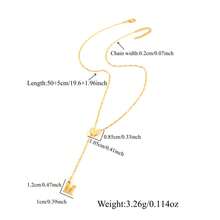 1pc Simple Fashion Initial Heart Pendant Golden Stainless Steel Lip Chain Necklaces For Women - Yellow Gold - View 2