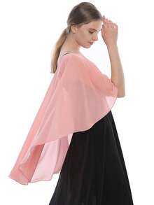1pc Women's Chiffon Shawl, Lightweight Shrug For Evening Dress, Wedding Ceremony, Sun Protection, Elegant Wedding Capelet - Multicolor - View 6