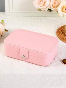 1个PU皮革首饰收纳盒，便携式旅行首饰整理盒，化妆包收纳盒，多层首饰展示盒，礼品盒，展示盒，PU皮革首饰盒，按扣式首饰收纳盒，首饰盒 - 彩色 - 查看 16