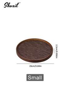 shoxil 1pc Walnut Wood Round Tray, Tea Tray, Dessert Tray, Tea Set Tray, Suitable For Tea Room, Living Room, Dining Room, Suitable For Ramadan - Tray - View 7