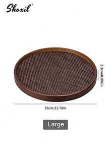 shoxil 1pc Walnut Wood Round Tray, Tea Tray, Dessert Tray, Tea Set Tray, Suitable For Tea Room, Living Room, Dining Room, Suitable For Ramadan - Tray - View 11