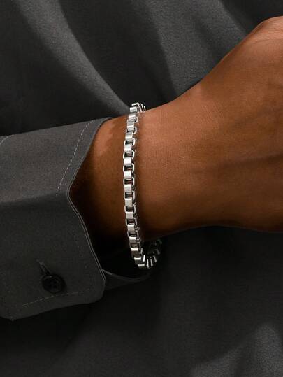 1 st armband i rostfritt stål med kedja, snyggt streetmode-accessoar för män, oumbärligt för musikfestivaler och streetwear-outfits