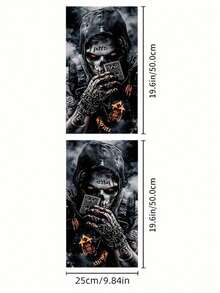 1 Pair Glowing Skull Cartoon PVC B-Pillar Stickers, Self-Adhesive Waterproof Scratch-Resistant, For Glass, Metal, Plastic, Ceramic, Wood Surfaces - Car Decals, Anime, Fantasy, Animal, Space, Cartoon Themes, Rectangular, Semi-Matte Finish - A - View 8