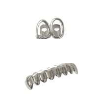 1 Set Unisex Hip Hop Style Hollow Double Teeth Zirconia Inlaid Tooth Grillz, Daily Wear Jewelry Accessory - Multicolor - View 11