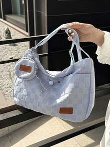 Túi đeo chéo phong cách Harajuku sang trọng - Dung tích lớn, màu trơn và họa tiết kẻ caro, dây đeo có thể điều chỉnh, túi xách thời trang cao cấp dành cho nữ sinh đi học. - Nhiều màu - Xem 12