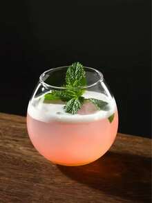 1个520毫升创意圆形鸡尾酒杯，耐热高硼硅玻璃，适用于拿铁、美式咖啡、果汁、甜点杯 - 透明色 - 查看 5