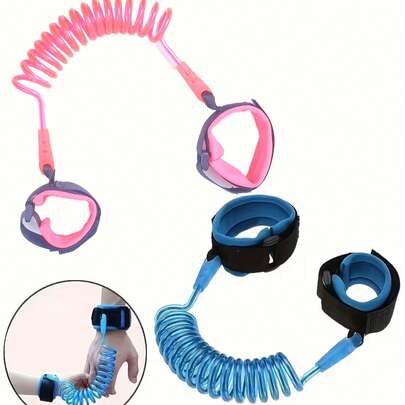 1pc Blue/Pink Safety Wrist Link System With Retractable Cord And Adjustable Strap, Soft & Comfortable Design, Secure Fit, Suitable For Child Monitoring In Malls, Parks, Hospitals, Can Be Used As Safety Leash, Tether Or Child Safety Harness