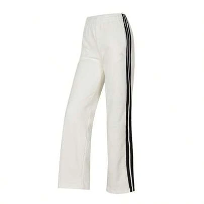 Adidas Women's White Straight Leg Pants, FAV FT 3S PNT, Minimalist Design, Comfortable, Lightweight, Casual Everyday Wear, KS2820