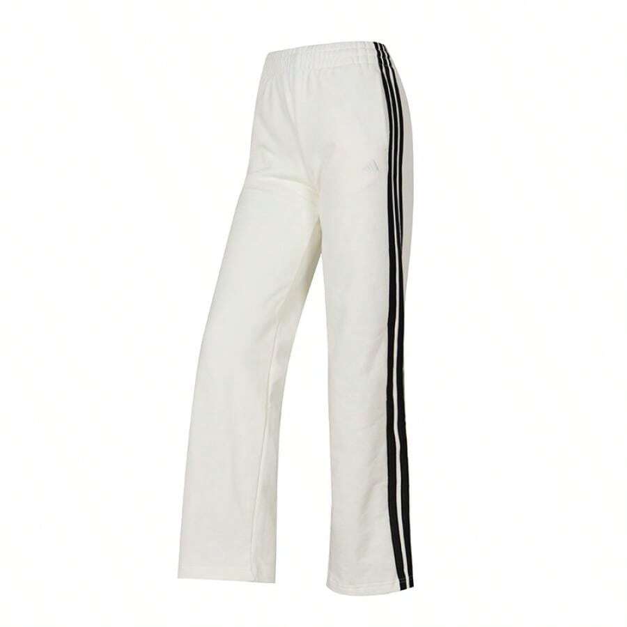 Adidas Women's White Straight Leg Pants, FAV FT 3S PNT, Minimalist Design, Comfortable, Lightweight, Casual Everyday Wear, KS2820 - Hanyu White/Black - View 1