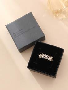 1pc Fashionable Minimalist Bohemian Style Cubic Zirconia Women's Ring Gift Box Set, Silver-Plated Adjustable Ring, Wedding/Engagement Ring, Valentine's Day, Birthday, Holiday Gift - Horse Eye - View 2