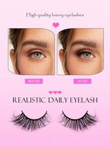 Asiteo 7 Pairs Natural Look Eyelashes - Natural Curly & Fluffy Cat Eye Short Lashes, Reusable Short Eyelash Strips - Nửa lông mi - Xem 2