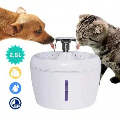Fuente de agua para gatos y mascotas pequeñas, dispensador de agua automático para mascotas con alimentación USB y ventana de nivel de agua capacidad de 2.5L