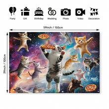 1pc Whimsical Space Cats & Pizza Slice Tapestry - Vibrant Galaxy-Themed Wall Decor, Modern Pattern Print Art Tapestries, Wall Decor For Bedroom, Living Room, Dorm, Party - Unique Birthday & Holiday Gift For Friends, Women, Yourself, Dorm Room Accessory(40x30in/60x40in/60x51in/80x60in/90x60in) - 2 - 查看 2