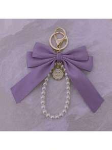 1pc Gorgeous Matte Bow With Faux Pearl Keychain Lovely Faux Pearl Beaded Bracelet Vintage Charm Women Girls Wallets Socks Backpacks Car Accessories Ribbons Pearl Pendant Valentine's Day Bow Keychain School Supplies Teacher Gifts Back To School Teacher Essentials Valentine's Day Bag Charm Pearl Cute Goth Y2k - 紅色的 - 查看 6