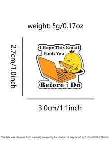 1 Piece Sharp Workplace Satire Enamel Pin Badge Yellow Chick Typing Design Email Pun Humorous Slogan Pin For Office Workers Emotional Resonance And Daily Fun Stress Relief Scene - Multicolor - View 3