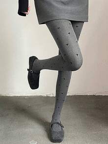 1-Pack Grey Polka Dot Pantyhose, Thin Spring & Autumn Wear, Elastic Slimming Bottoming Stockings, Women's Daily Sexy Styling - Grey - View 7