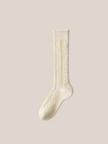 Women's Cable Knit Knee High Socks, Non-Slip, Warm, Slim Leg, Japanese Style - Multicolor - View 8